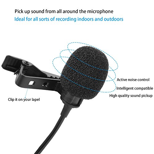 7TECH Professional Lavalier Lapel Microphone Omnidirectional Condenser Mic for iphone&Android Windows Smartphones Studio Video Recording Interview - Thumbnail 4