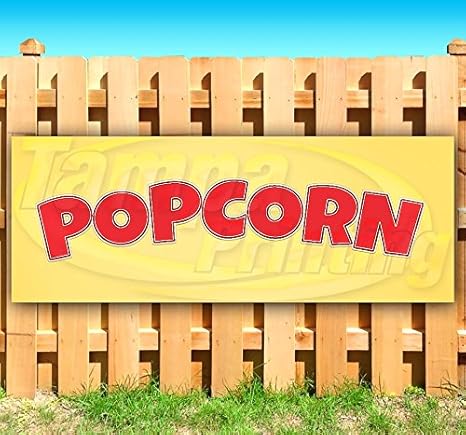 Amazon Com Popcorn 13 Oz Heavy Duty Vinyl Banner Sign With Metal