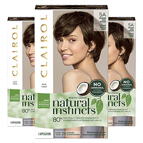 Clairol Natural Instincts Semi-Permanent, 5A Medium Cool Brown, Clove, Pack of 3