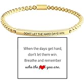 Decixde Dont Let The Hard Days Win Bracelet Inspire Beaded Bracelet Stainless Steel Tube Engraved Inspirational Bracelet for Women Men Inspirational Jewelry Gifts
