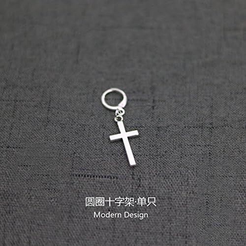 Deer Earrings Earring Dangler Eardrop Ear Hoop Silver luhan Dress up Tide Cross for Men Women (Single Ring Cross