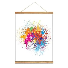 Hanging Poster with Wood Frames NO Magnetism Splashing Ink Home Wall Canvas Prints Ready to Hang - 18"x24" inches