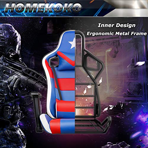 PC Gaming Chair High Back Racing Chair with Adjustable Armrest Blue Red USA Game Chair with Lumbar Support for Men and Women