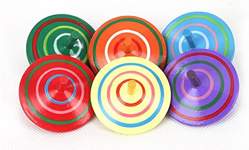 GoodPlay Gyroscope, 3 Pcs/Set Handmade Painted Wood Spinning Tops, Wooden Toys Educational Toys Kindergarten Toys Standard Tops