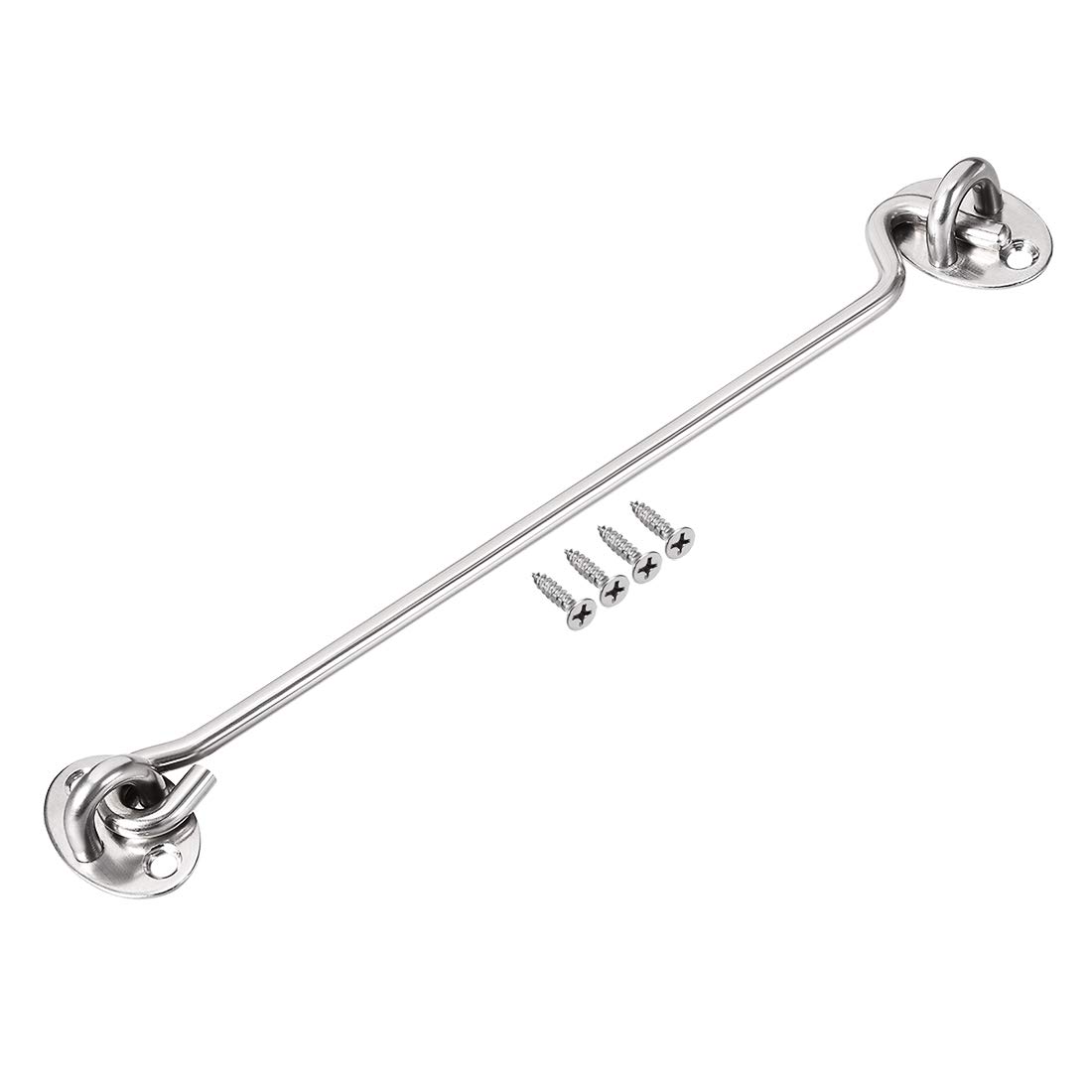 sourcing map 10" Cabin Hook Eye Latch Gate Door Swivel Window Door Hook Stainless Steel with Mounting Screws 1pcs