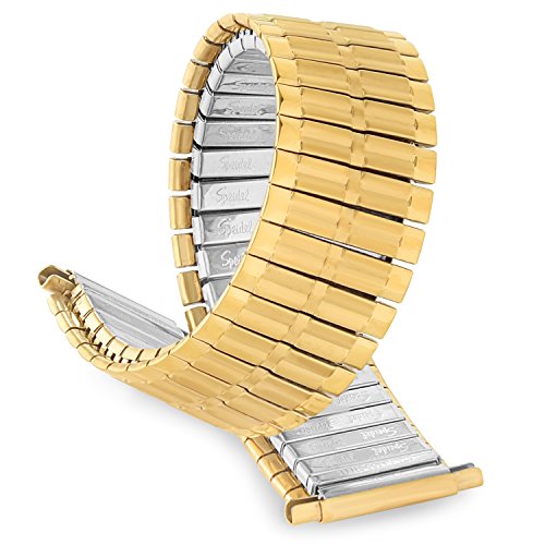 Speidel Mens Stainless Steel Comfortable Stretch Watch Band Gold Tone Replacement Strap, 16-22mm, Straight End with No Clasp, Long