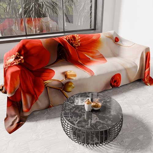 PETTI Artigiani Italiani - Microfibre Furniture Cover, Sofa Cover 400 x 270 cm, Floral Pattern 06 2 | Washable Protective Cover, Bedspread and Table Cover for Sofas