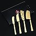 HUFTGOLD 4-Piece Cheese Knife Set, Complete Stainless Steel Gold Cheese Knives Collection, Cheese Cutter Cutlery Set…