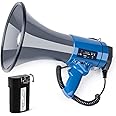 MyMealivos Megaphone with Siren Bullhorn 50 Watt Bullhorn Speaker with Detachable Microphone, Portable Lightweight Strap & 3.5mm Aux Input