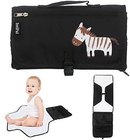 IntiPal Baby Portable Changing Pad - Waterproof Travel Changing Mat Station with Storage Pockets for Newborn Infant