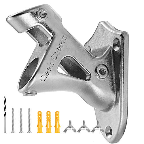 Geek Cheers Stainless Steel Heavy Duty Flag Pole Holder Flag Bracket, 2 Positions for 1" Flag Pole Wall Mount House & Estate Flag Pole Bracket Rust Free Flag Pole Mount Silver