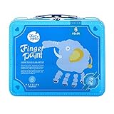 Jar Melo Children's Finger Paint Kit;Portable Iron Blue Box;Washable; Non-Toxic;6 Colors