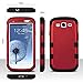 Galaxy S3 Case, S3 Case - ULAK [ Shock Resistant Series ] Hybrid Rubber Case Cover for Samsung Galaxy S3 III i9300 3in1 Hard Plastic +Soft Silicone (Titanium Red/Black)