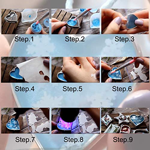LANBEIDE Bezel Open Back Pendant with Tape, 100ml Measuring Cups Mold Pendant Assorted Hollow Geometric Frame Charms for Resin Jewelry Making DIY Crafts (Mix-43PCS) - Thumbnail 6