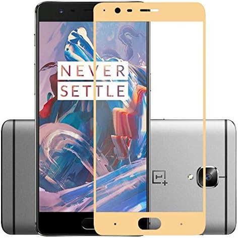 ZEPOTEK@, Oneplus 3 [Full Screen Coverage] Tempered Glass Screen Protector, 9H Hardness Premium Grade Glass, Anti-Scratch, Gold Edge