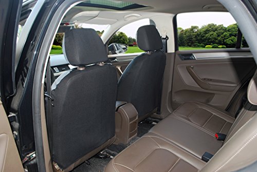 115308 Black/white-Leather Like 2 Front Car Seat Covers Compatible