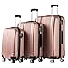 TBWYF Luggage Sets Hard Suitcase Set Suitcases 3 Piece Set with TSA Lock Spinner Hard shell Lightweight (Rose gold)
