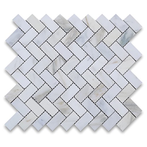 Buy Stone Center Online Calacatta Gold Marble 1x2 Herringbone Mosaic