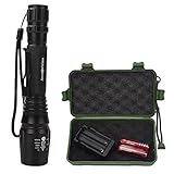 Amz vision Portable Handheld LED Rechargeable Tactical High Lumens Bright Flashlight Torch with Zoomable Adjustable 5 Light Modes and 18650 Rechargeable Battery