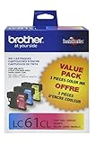 Brother LC61CL 3-Pack Ink Cartridge, 500 Page-Yield, Cyan Magenta Yellow