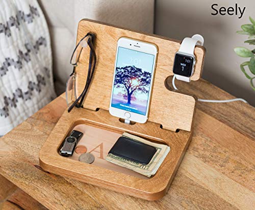 Wooden Docking Station Docking Station Cell Phone Dock Charging Station Personalized mens Valet Mens Wood docking station gift for men