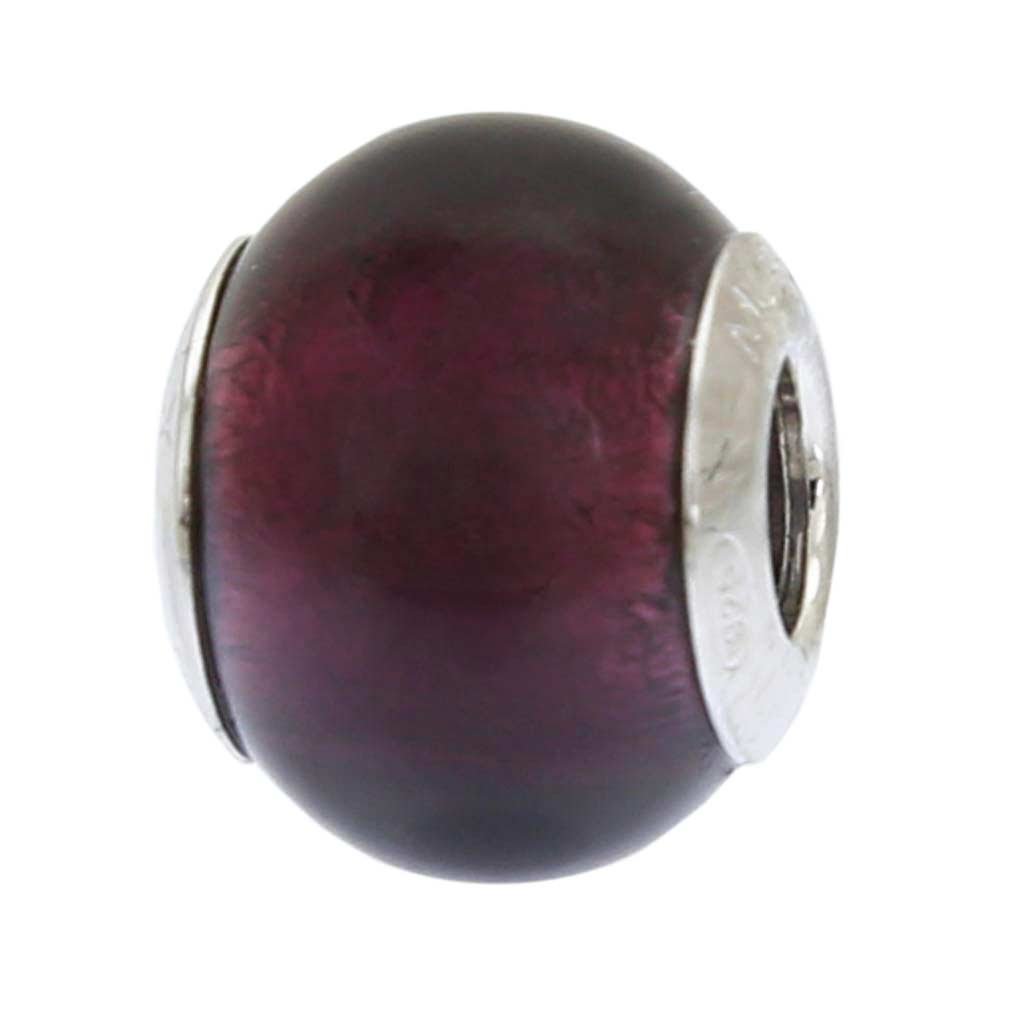 Glass Of Venice Murano Glass Sterling Silver Purple Charm Bead