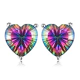 Jewelrypalace Women's Heart Concave Cut Mystic Topaz 925 Sterling Silver Earrings Stud