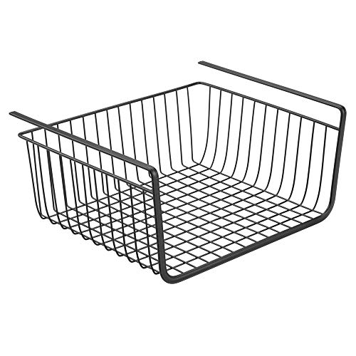 mDesign Household Metal Under Shelf Hanging Storage Bin Basket with