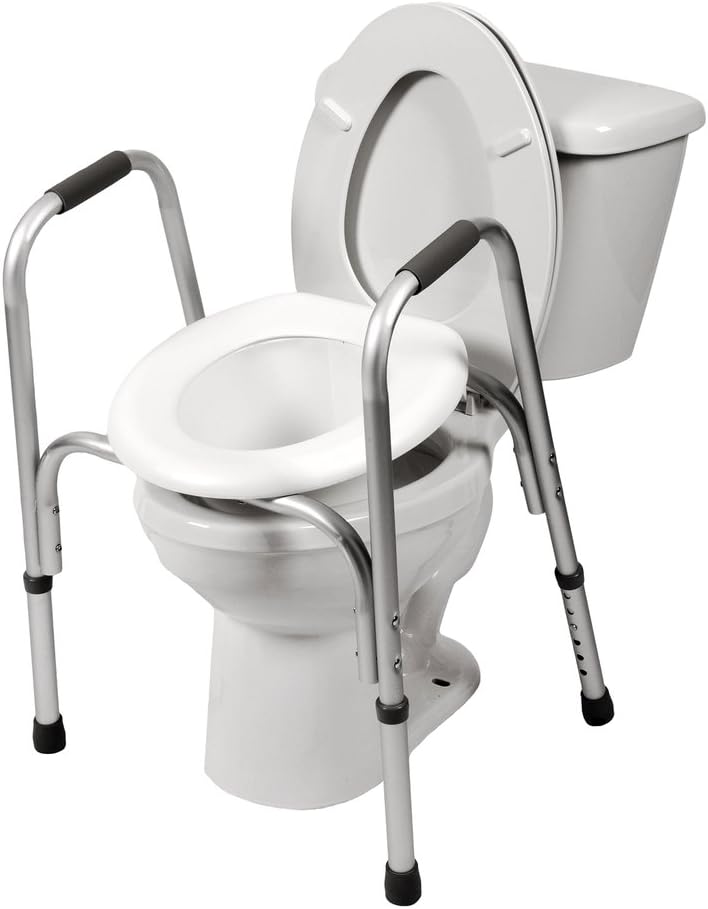 PCP Raised Toilet Seat and Safety Frame (Two-in-One), Adjustable Rise Height, Secure Elevated Lift Over Bowl, Made in USA: Health & Personal Care