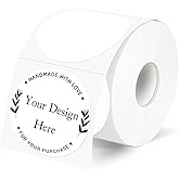 YEGAWEN 2 Inch White Round Thermal Labels Sticker, Waterproof Circle Direct Thermal Labels, Removable Multi-Purpose Self-Adhesive Sticker Label for DIY Logo Design- 300 Sheet/Roll