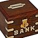 Treasure Chest Piggy Bank Wooden Safe Money Box Savings Banks for Kids & Adults, 4 Inches