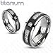 Marimor Jewelry His and Her Black Plated Stainless Steel Bridal Ring Set and Titanium Wedding Band