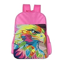 Gibberkids Kids Eagle Hawk Oil Painting Colored School Lunch Bag Bookbag Boys/Girls For 4-15 Years Old Pink