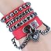 Rivet Bracelet Punk Rock Multi Circle I Love You Heart Chain Genuine Leather Unisex for Men and Women
