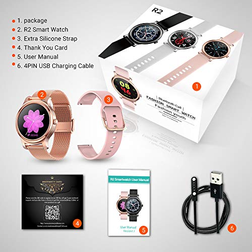 SMA-R2 Smart Watch for Women for Men Wear Fitness Tracker Watches with Heart Rate Monitor Sleep Monitoring Blood Pressure Monitor GPS Sport Outdoor Smartwatches for Andriod Phones and iOS (Gold) - Thumbnail 7