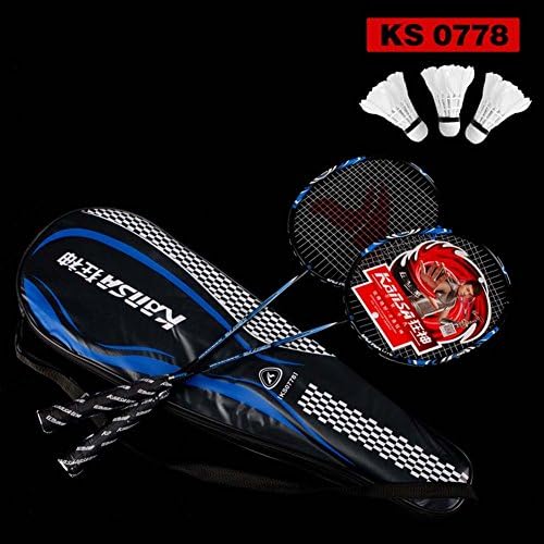 2 Player Badminton Racket Set 4U G4 + 3 Badminton + 1 Badminton Bag Black / Blue KS0778