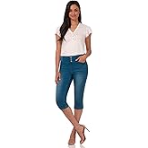 Rekucci Women's Secret Figure Denim Extra Comfort Jean Capri with Snap Detail
