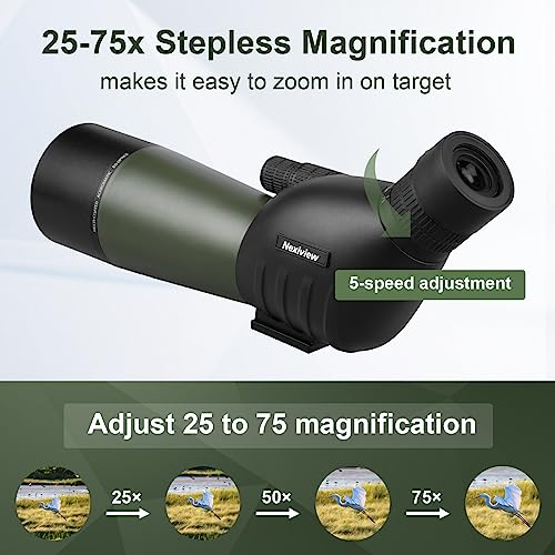 Nexiview 2575x60 Spotting Scope with 64in Tripod, Carry Bag Clear