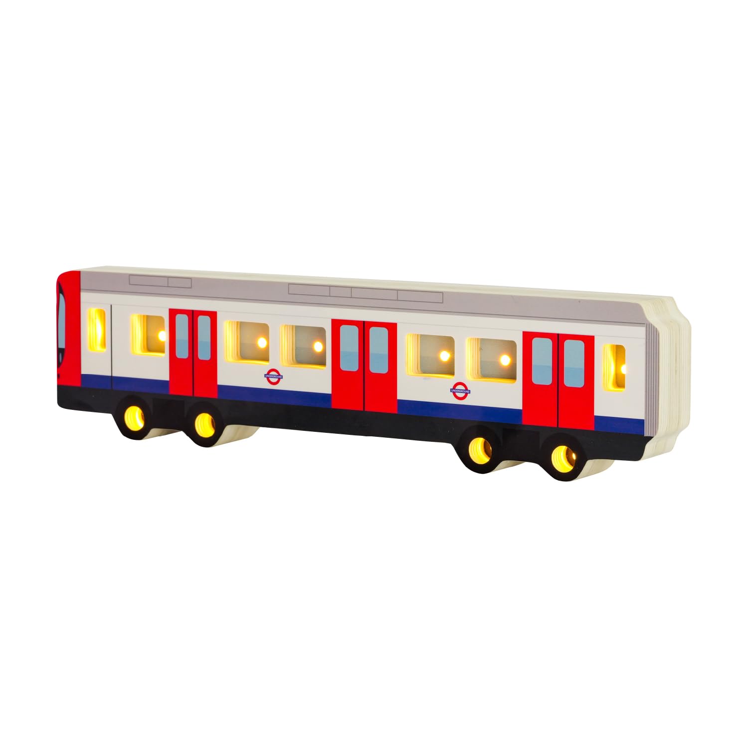 London Underground S Stock Tube Train Table Lamp - Wooden Nightlight with LED Lights - TfL Official Licensed Product