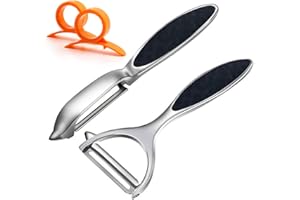 LEAFLAI Vegetable Peeler, Potato Peelers for Kitchen Stainless Steel Multi-function Set Fruit Peeler For Kitchen and Household Tools Y & I Shape Swivel Blades with ​2 Orange Citrus Peelers