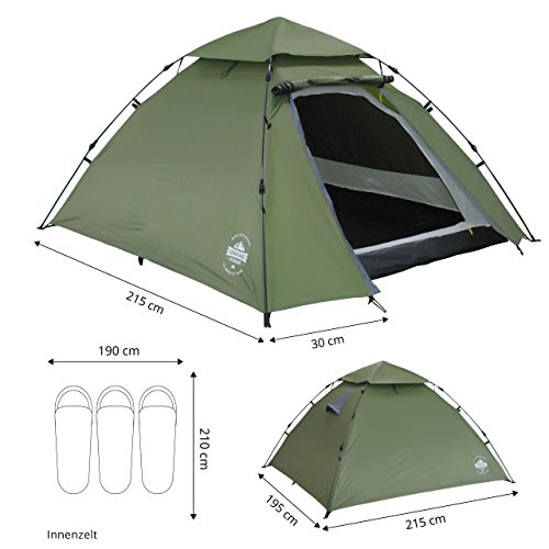 Lumaland Pop Up Camping Zelt | 2-3 Personen Kuppelzelt 215 x 195 x 120 cm| 4 Jahreszeiten Igluzelt | Outdoor Trekking & Festival Wurfzelt | Leicht, Wasserdicht & Robust | Aufbau simpel, schnell – Bild 4