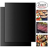 RENOOK BBQ Grill Mat Set Of 2-Heavy Duty, 100% Non-Stick Mats Reusable, And Easy To Clean Barbecue Grilling Accessories-14.5x11.5-Inch,Black