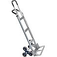 TOPDEEP 2 in 1 Aluminum Hand Truck 650 lb Capacity, Heavy Duty Stair Climbing Cart with 6 Wheels, Convertible Hand Truck and Dolly with Loop Handle