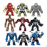9pcs/lot Big Minifigures Iron Man Rhino Groot Venom Hulk Buster Build Toys