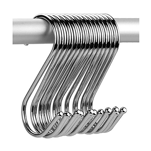 Reachs 10-pack Scarf Punch Cup Bowl Kitchen L Shaped Silver Tone Stainless Steel Hanging S Hook (10, L) - Thumbnail 5