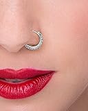 Tribal Nose Ring: Sterling Silver Handmade Nostril Piercing Hoop in 20 Gauge 8mm