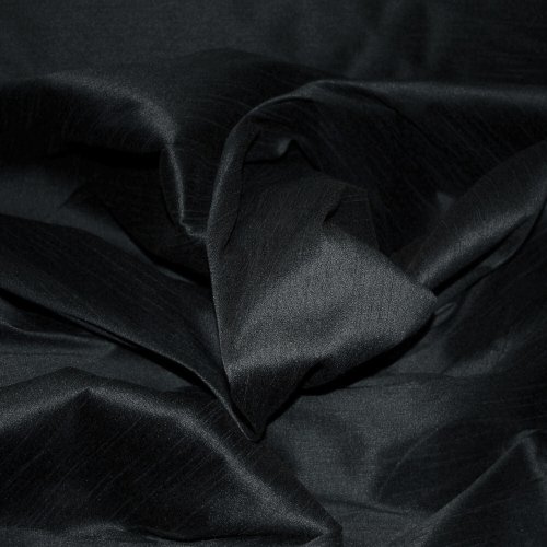 FAUX SILK DUPIONI FABRIC POLY DUPION BLACK (BY THE YARD)