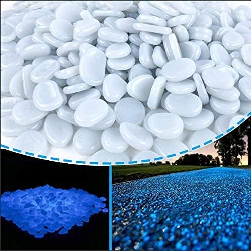 Hardscaping Materials - HTWNK 500pcs Glowing Rocks Glow in The Dark Pebbles for Outdoor Decor, Garden, Patio, Lawn,(Blue)
