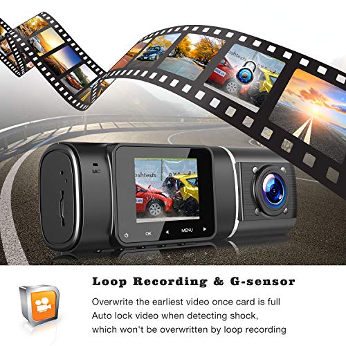TOGUARD Mini Dash Cam 1080P Full HD Car Camera, 2.45 inch 170° Wide