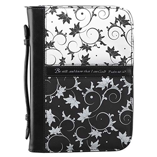 [Ebook] Micro-Fiber Black & White Print Bible / Book Cover - Psalm 46:10 (Medium) Z.I.P